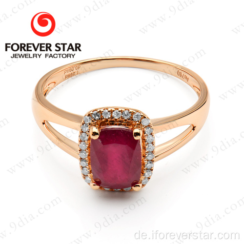 Natürliche Ruby Damen Ring 18k Gold Fingerring